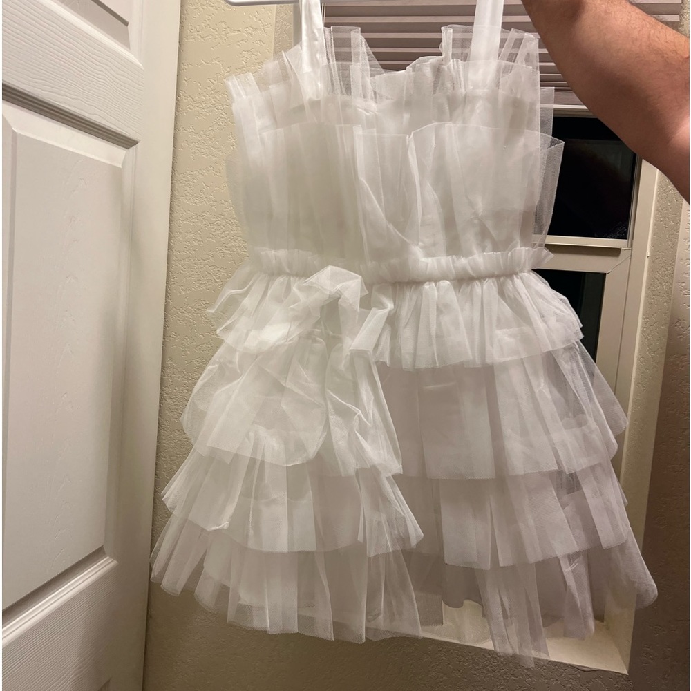 White Tiered Tulle Dress